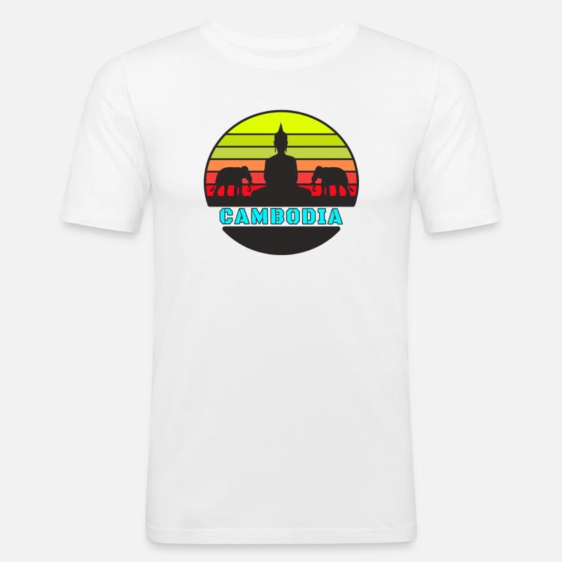 Kambodscha / Buddha / Elefant / Geschenk - Männer Slim Fit T-Shirt - Weiß