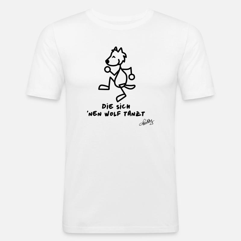 Die sich nen Wolf tanzt - Männer Slim Fit T-Shirt - Weiß