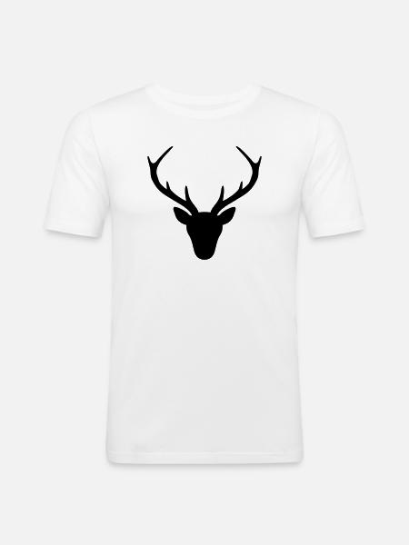 Deer antler silhouette hunting hunter gift - Men's Slim Fit T-Shirt - white