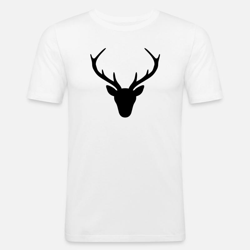 Hirsch Geweih Silhouette Jagd Jäger Geschenk - Männer Slim Fit T-Shirt - Weiß