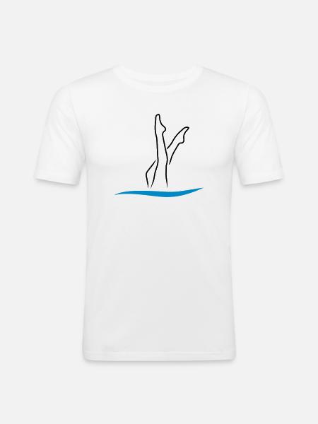 Synchronschwimmen - Männer Slim Fit T-Shirt - Weiß