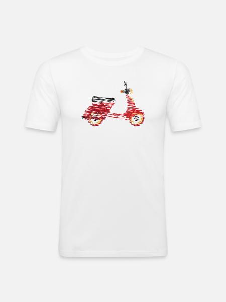 Scooter rétro – Dessin abstrait en gribouillis - T-shirt près du corps Homme - blanc