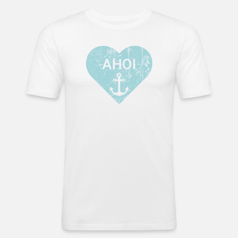 Maritimes Herz - Männer Slim Fit T-Shirt - Weiß
