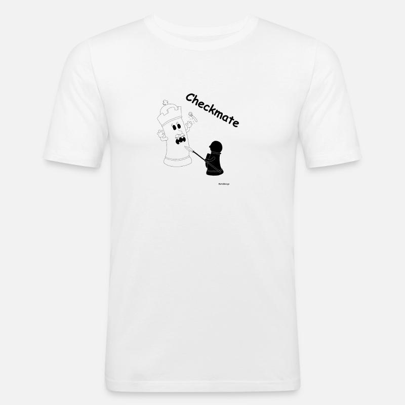 Checkmate / Schachmatt - Männer Slim Fit T-Shirt - Weiß