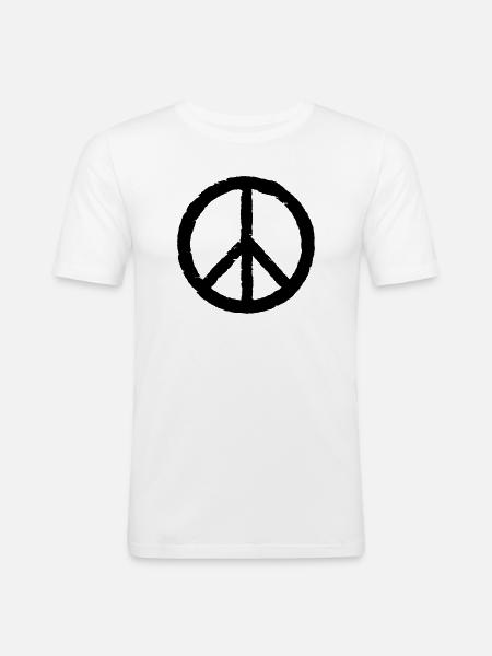 Peace Zeichen, Frieden - Männer Slim Fit T-Shirt - Weiß