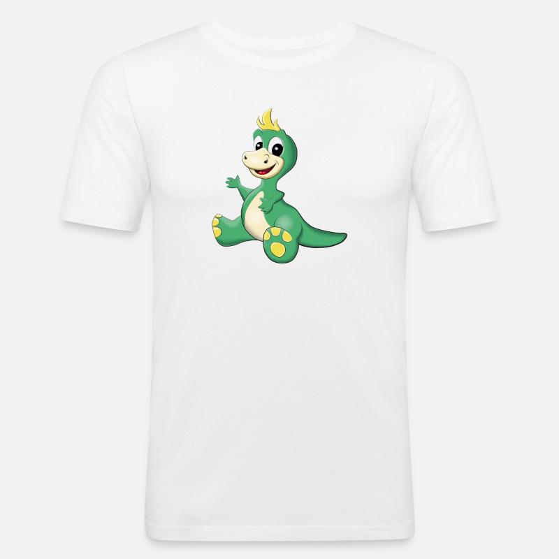 sitzender süßer Dino - Männer Slim Fit T-Shirt - Weiß