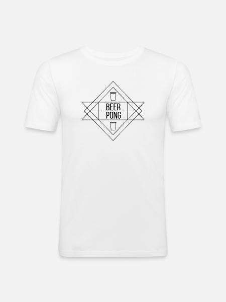 Beer Pong Crest - Men's Slim Fit T-Shirt - white