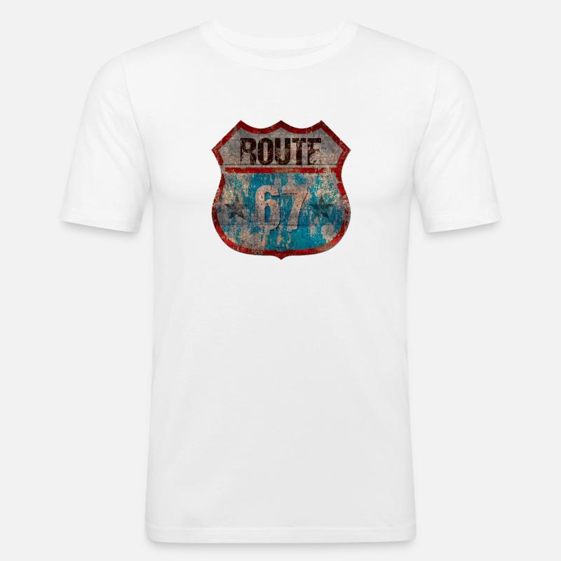 Rustic Route 67 Schild Design - Männer Slim Fit T-Shirt - Weiß