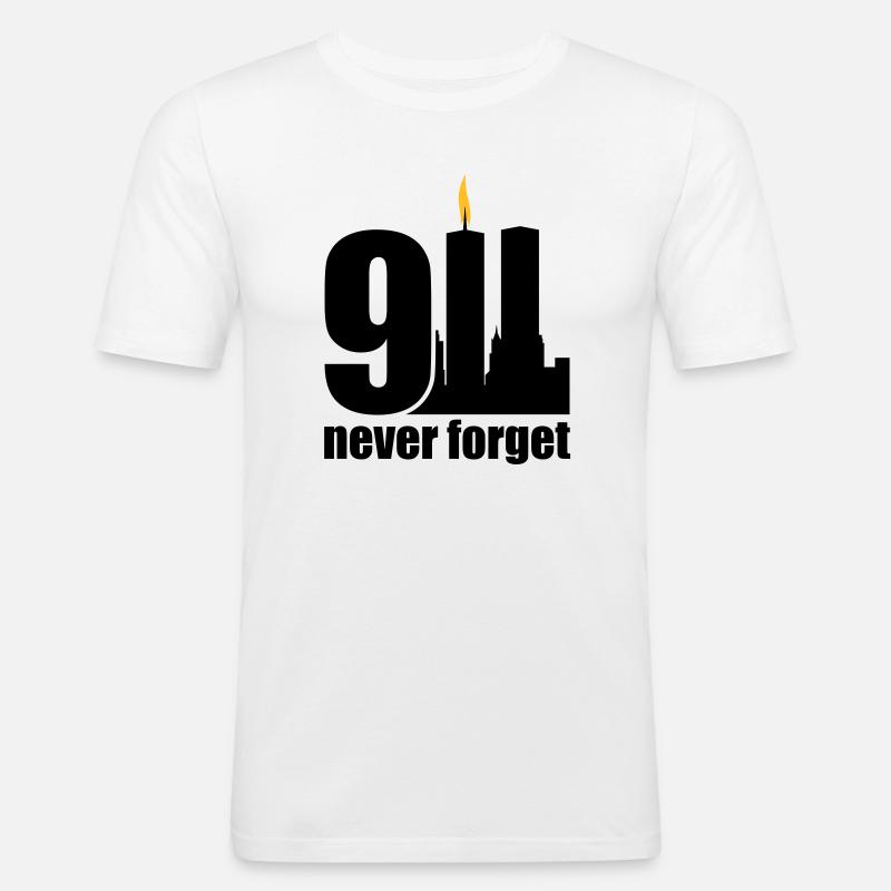 never forget 9/11 - Männer Slim Fit T-Shirt - Weiß