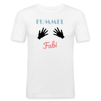 Fummel Fabi Lustiges Spruch Design Hände Humor - Männer Slim Fit T-Shirt - Weiß - Vorne - Nik (191cm)