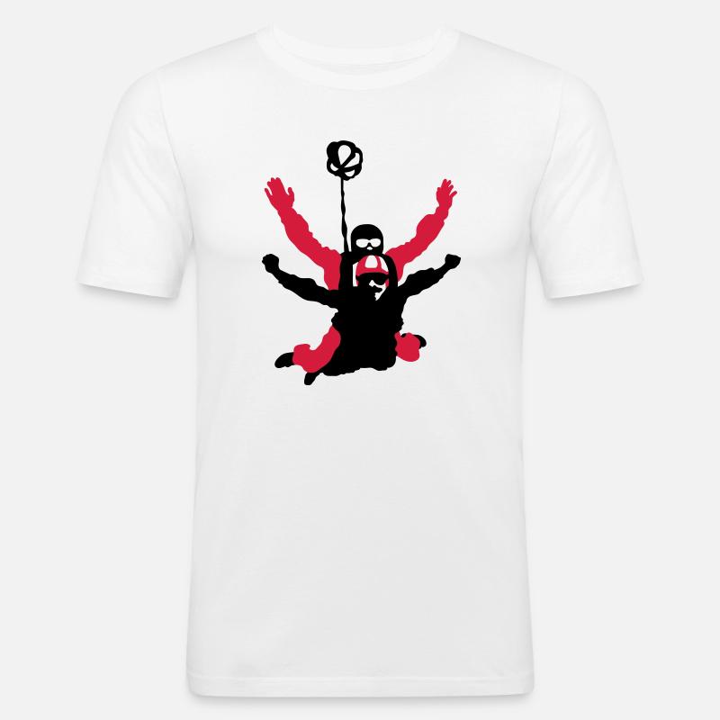 Tandemsprung - Männer Slim Fit T-Shirt - Weiß