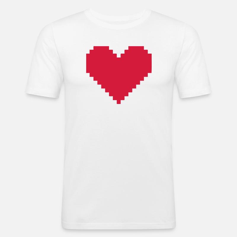 Herz aus Pixel - Männer Slim Fit T-Shirt - Weiß
