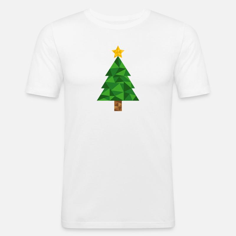 Weihnachtsbaum Polygon Christbaum Weihnachten Xmas - Männer Slim Fit T-Shirt - Weiß