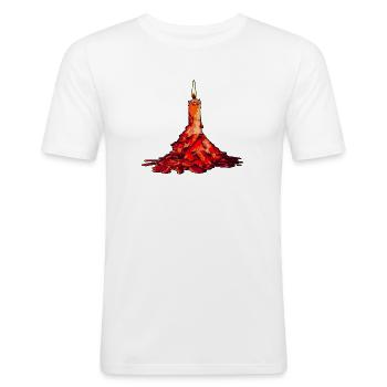 Bougie rouge noel - T-shirt près du corps Homme - blanc - Devant - Nik (191cm)