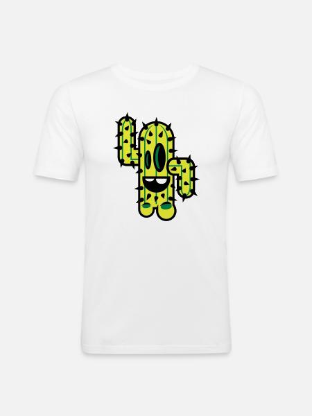 cactus comic nature - Men's Slim Fit T-Shirt - white