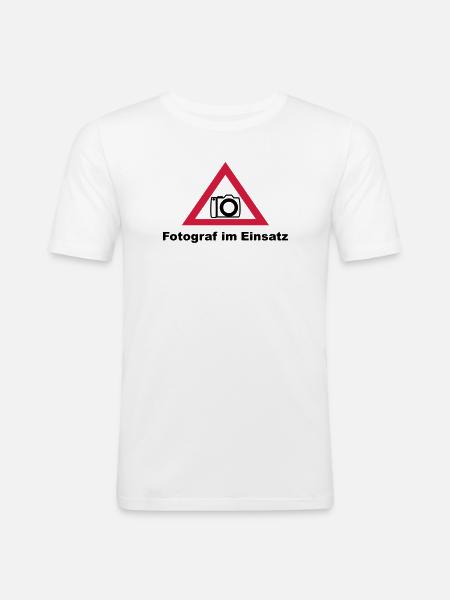 fotograf im Einsatz - Männer Slim Fit T-Shirt - Weiß