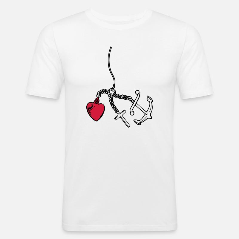 glaube liebe hoffnung herz - Männer Slim Fit T-Shirt - Weiß
