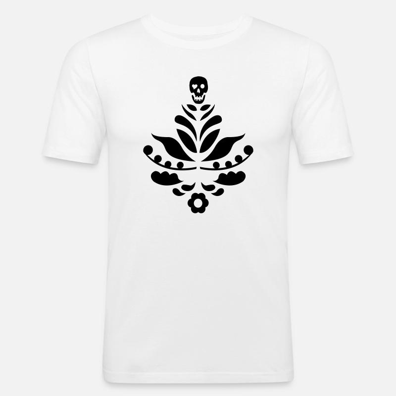 Kurbits & crâne noir - T-shirt près du corps Homme - blanc