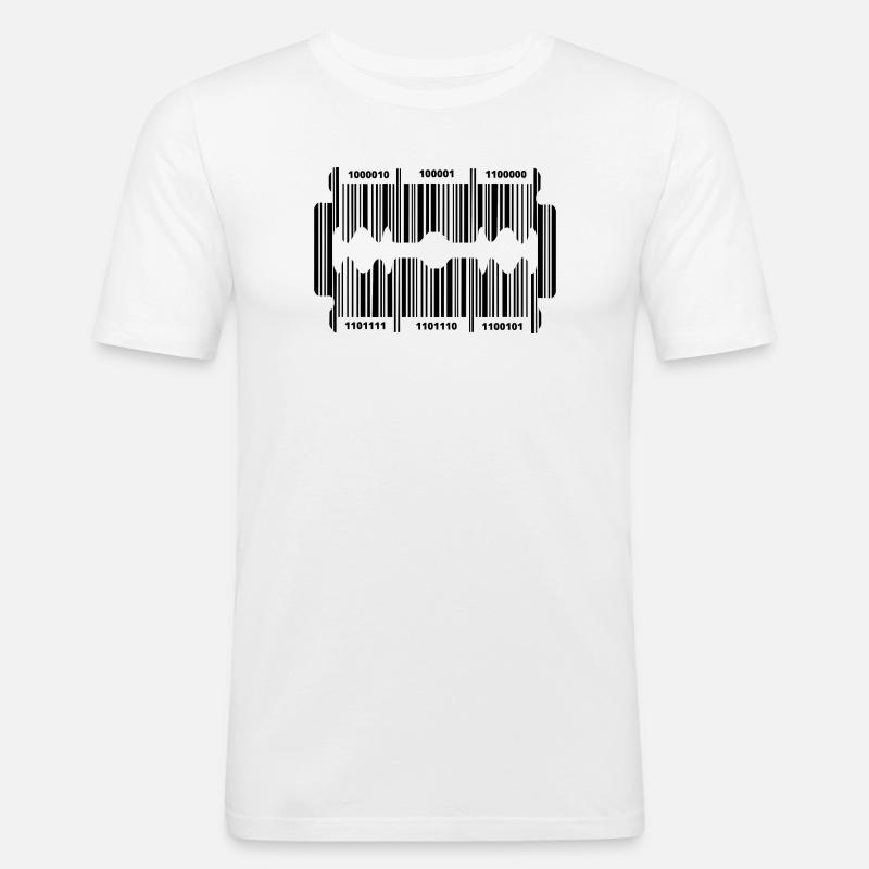 Rasierklinge mit geheim Code - Männer Slim Fit T-Shirt - Weiß