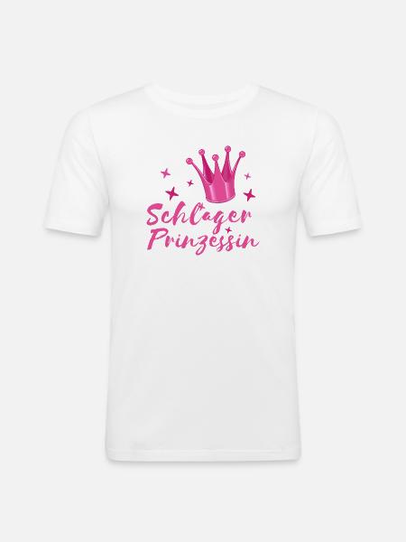 Schlager Princess Schlagerfan Krone folk music - Men's Slim Fit T-Shirt - white