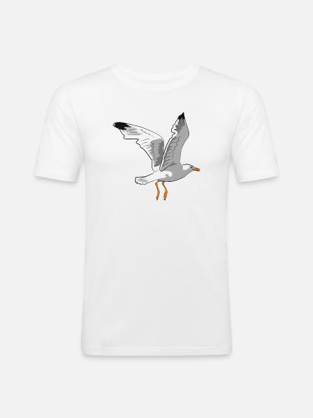 Stylish seagull in flight - Men's Slim Fit T-Shirt - white