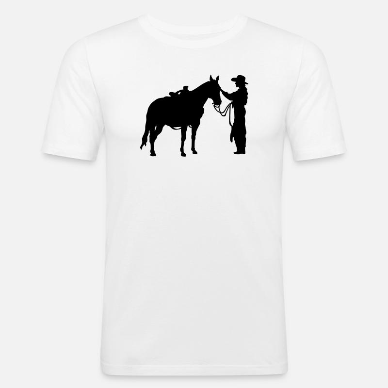 Frau mit Pferd - Männer Slim Fit T-Shirt - Weiß