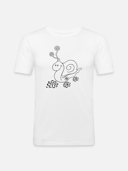 Lustige Wanderschnecke – Pilgern & Wandern - Männer Slim Fit T-Shirt - Weiß