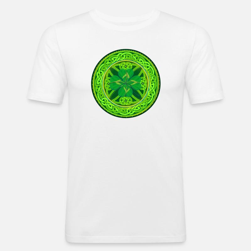 Kleeblatt mit vier Keltischen Blättern - Männer Slim Fit T-Shirt - Weiß