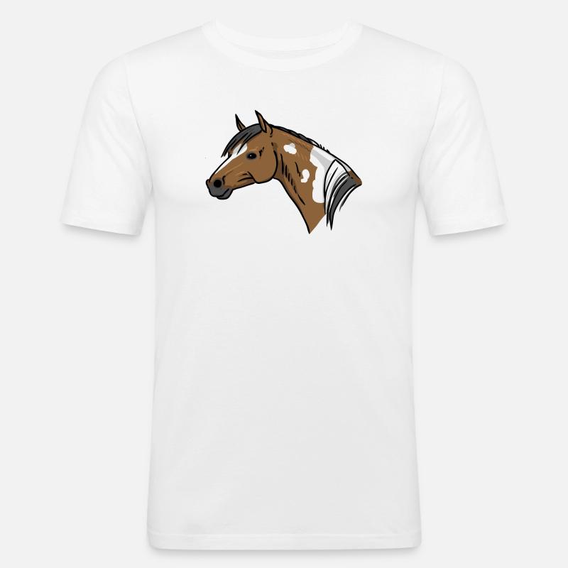 Pferdekopf Illustration Braun Weiß - Männer Slim Fit T-Shirt - Weiß