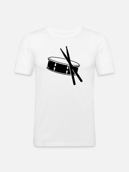 Trommel und Sticks - Männer Slim Fit T-Shirt - Weiß
