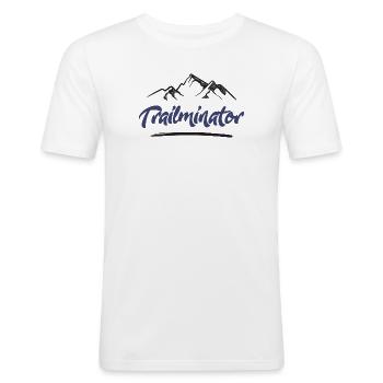 Trail Running - Trailminator - Männer Slim Fit T-Shirt - Weiß - Vorne - Nik (191cm)
