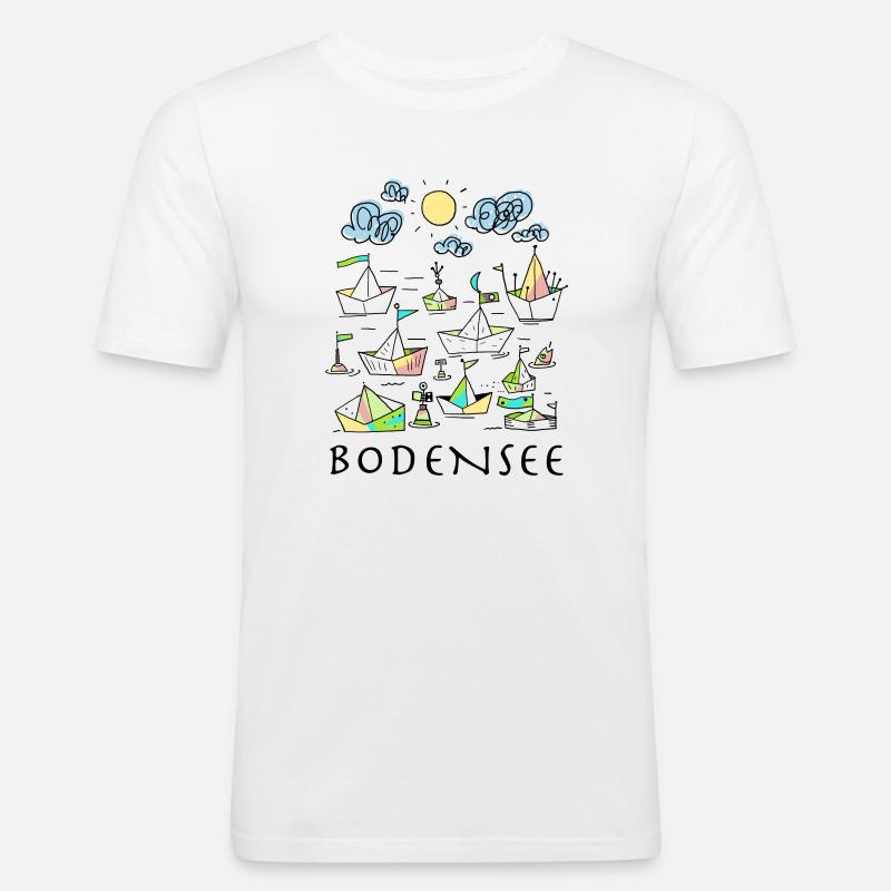 Bodensee - Männer Slim Fit T-Shirt - Weiß