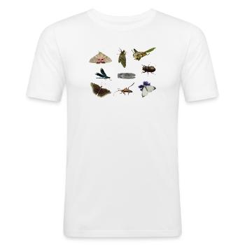insecten - Mannen slim fit T-shirt - wit - Voor - Nik (191cm)