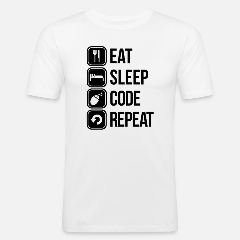 eat sleep code - Men's Slim Fit T-Shirt - white