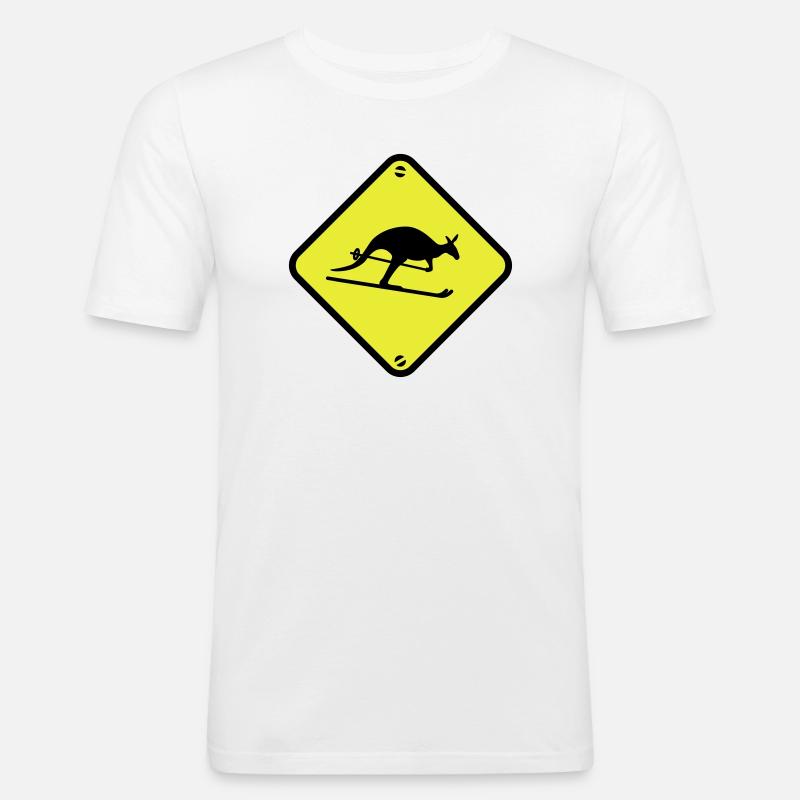 Ski Känguru - Männer Slim Fit T-Shirt - Weiß