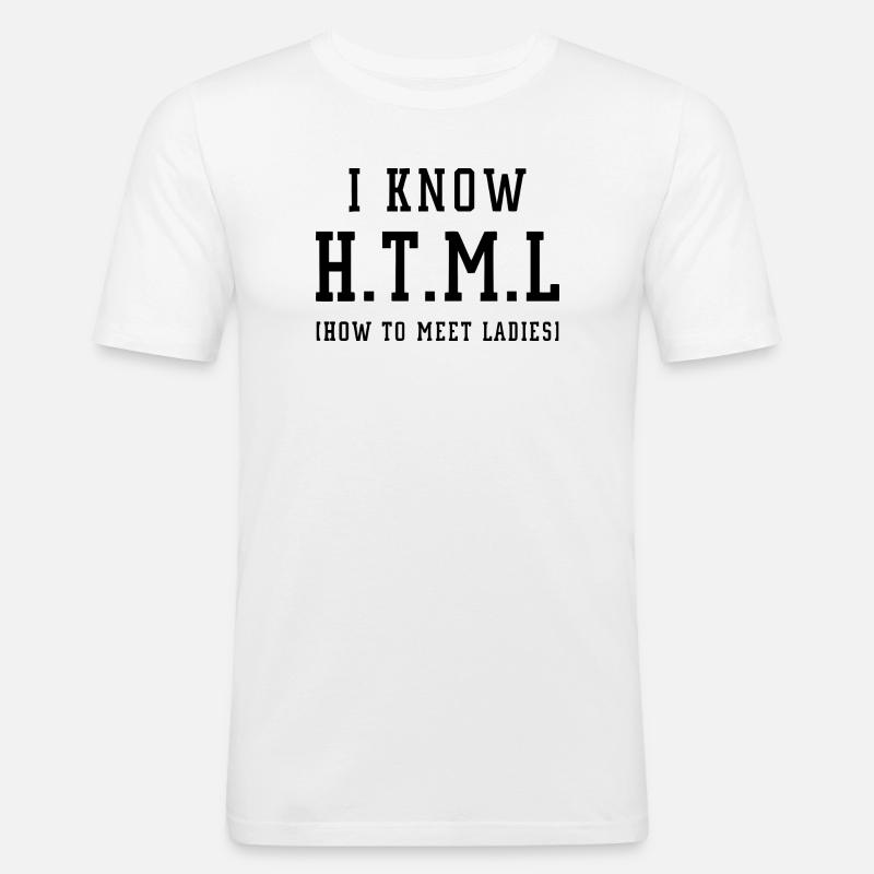 I know HTML - Männer Slim Fit T-Shirt - Weiß