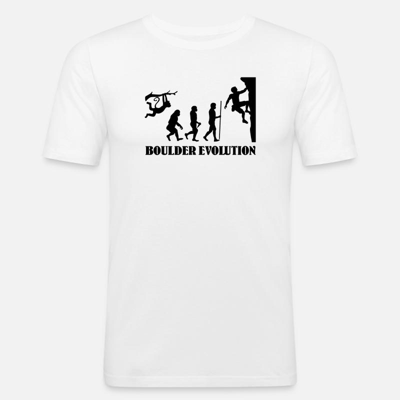 Boulder Evolution Klettern Bergsteigen Boulderer - Männer Slim Fit T-Shirt - Weiß