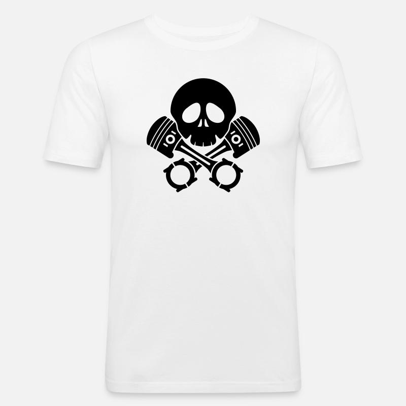 schädel kolben motor - Männer Slim Fit T-Shirt - Weiß