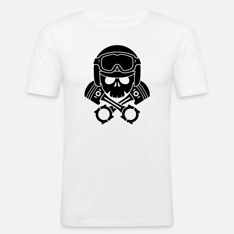 kolben schädel helm - Männer Slim Fit T-Shirt - Weiß