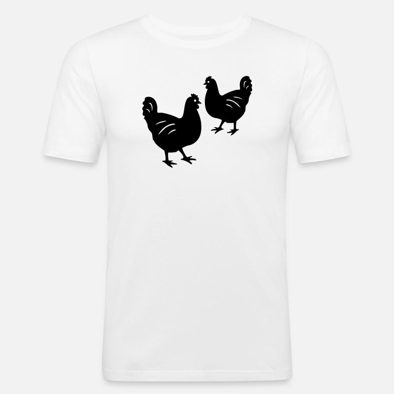 Hühner - Männer Slim Fit T-Shirt - Weiß