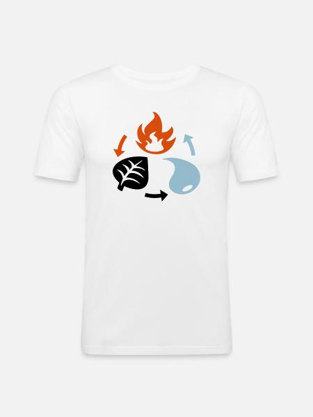 Feu, eau, éléments végétaux - T-shirt près du corps Homme - blanc