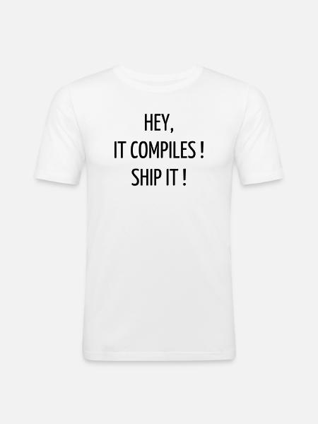 Citation / Geek / Gaming / Gamer / Nerd - T-shirt près du corps Homme - blanc