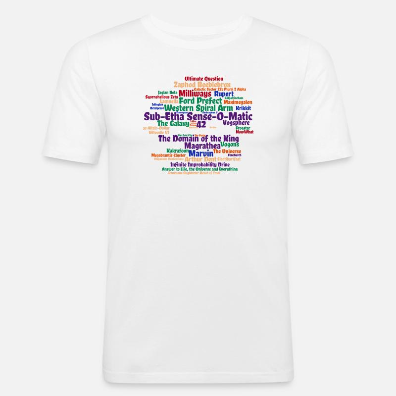 Sci Fi Wortwolke mit 42 - Männer Slim Fit T-Shirt - Weiß