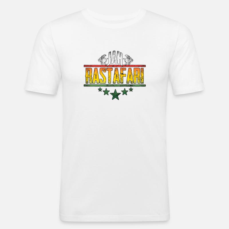 Jah Rastafari Affirmation Design - Männer Slim Fit T-Shirt - Weiß