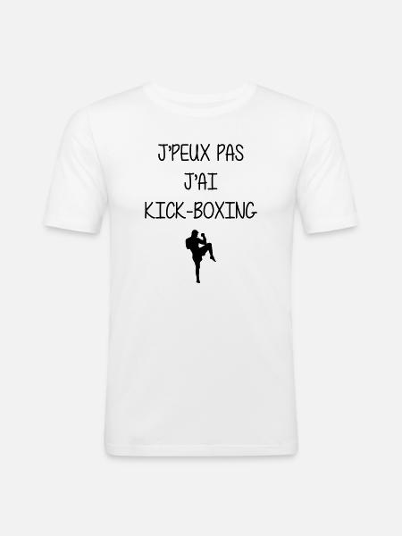 Kickboxing / Kick-Boxeur / Kick Boxing / - T-shirt près du corps Homme - blanc