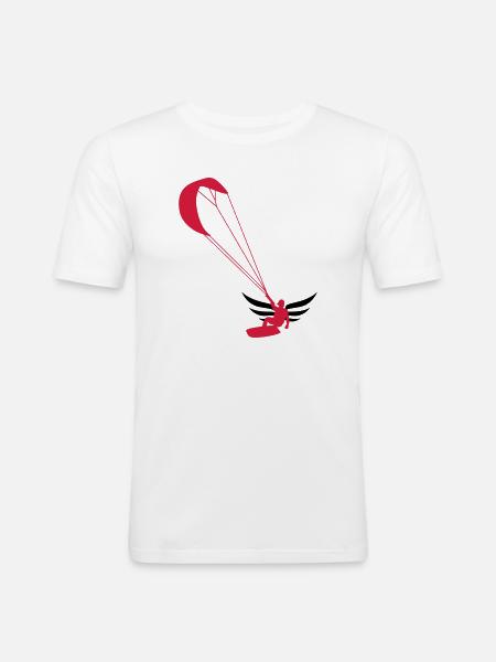Kiteboarding / Kitesurfing / Kitesurf / - T-shirt près du corps Homme - blanc