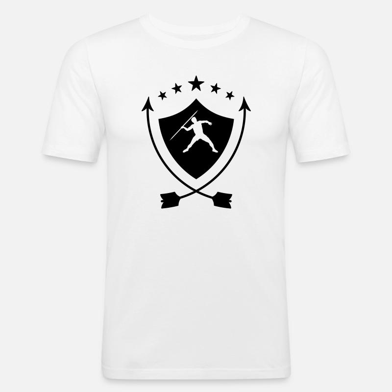 Speerwurf / Diskuswurf / Kugelstoßen / Hammerwurf - Männer Slim Fit T-Shirt - Weiß