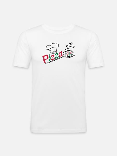 Pizza baker with cooking cap - Men's Slim Fit T-Shirt - white