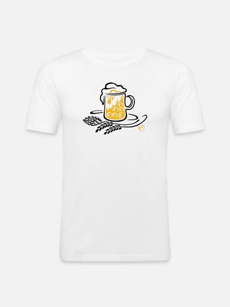 Beer Beer Mug Hops Wheat - Men's Slim Fit T-Shirt - white