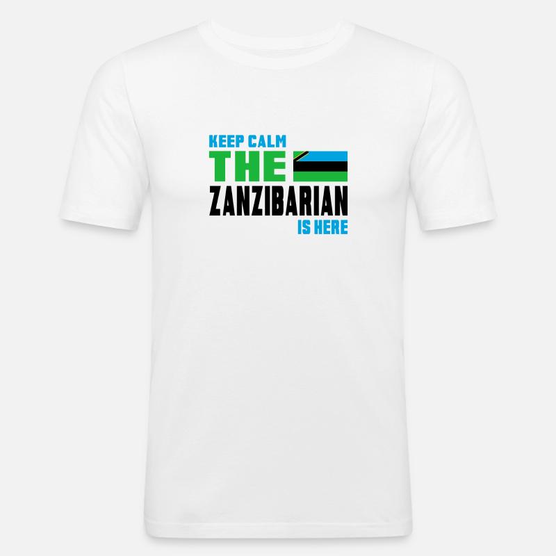 Keep Calm Design / Geschenk Tansania - Männer Slim Fit T-Shirt - Weiß